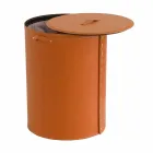 Coș de rufe ovală din piele regenerată Riky fabricată în Italia Viadurini