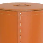 Coș de rufe ovală din piele regenerată Riky fabricată în Italia Viadurini