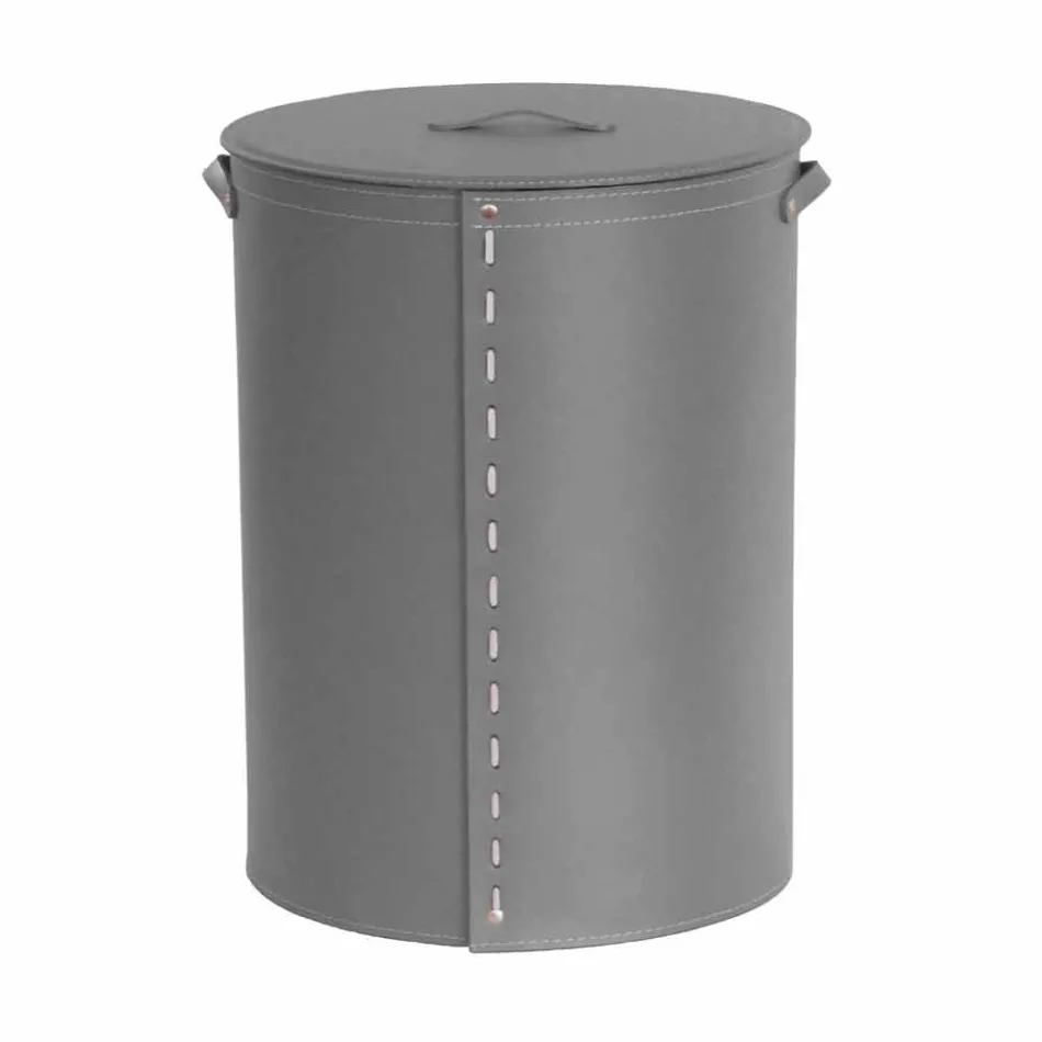 Coș de rufe ovală din piele regenerată Riky fabricată în Italia Viadurini