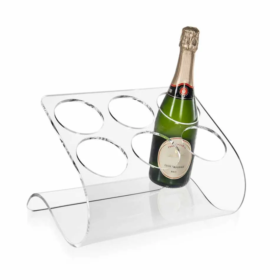 Suport pentru sticle gratuit pentru 6 sticle în plexiglas transparent - Tanatin Viadurini