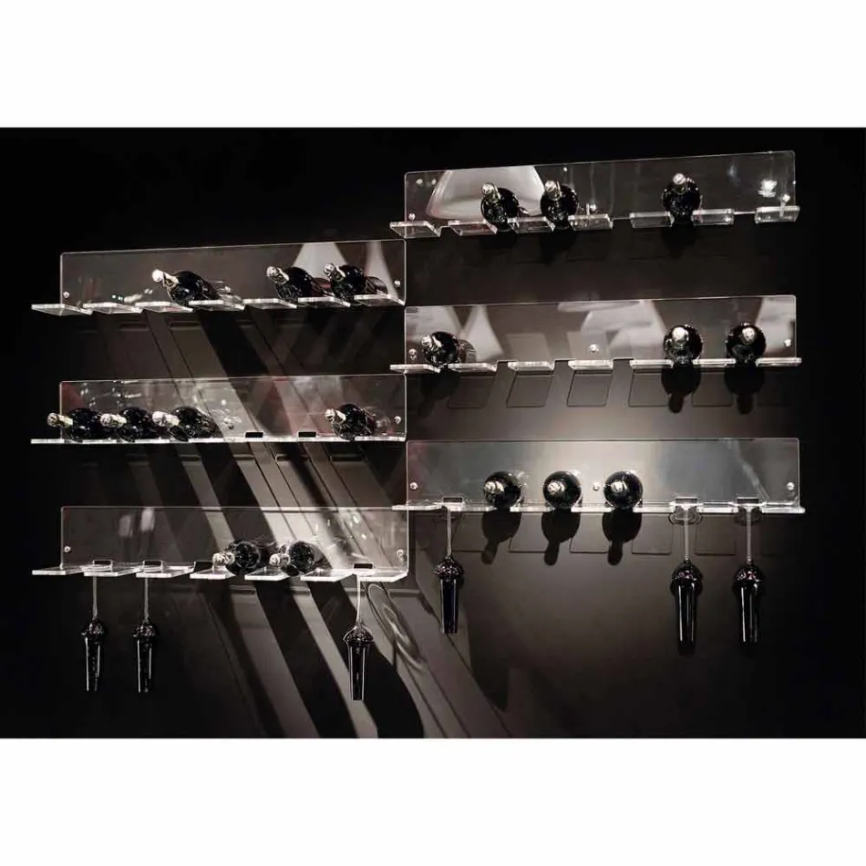 Suport pentru sticle de perete pentru 6 sticle din plexiglas Made in Italy - Canberra Viadurini