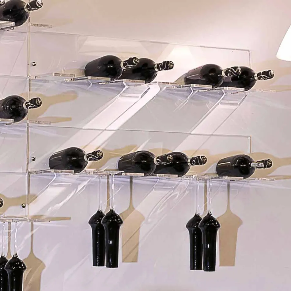 Suport pentru sticle de perete pentru 6 sticle din plexiglas Made in Italy - Canberra Viadurini