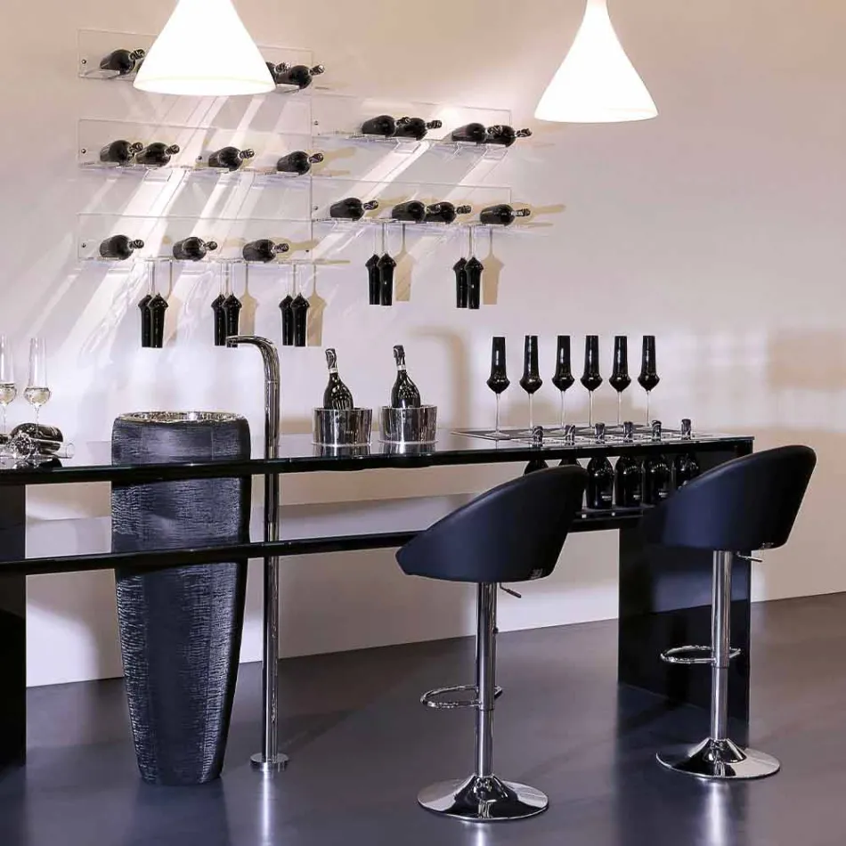 Suport pentru sticle de perete pentru 6 sticle din plexiglas Made in Italy - Canberra Viadurini