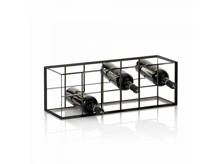 Suport modern pentru sticle de masă pentru 12 sticle din metal negru mat - Vin Viadurini