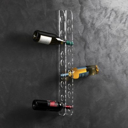 Suport pentru sticle de vin montat pe perete din Cristal Acrilic Transparent - Geppino Viadurini