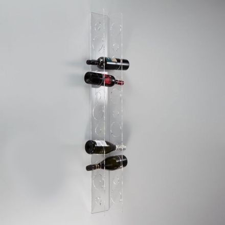 Suport pentru sticle de vin de perete din cristal acrilic transparent - Piccolo Viadurini
