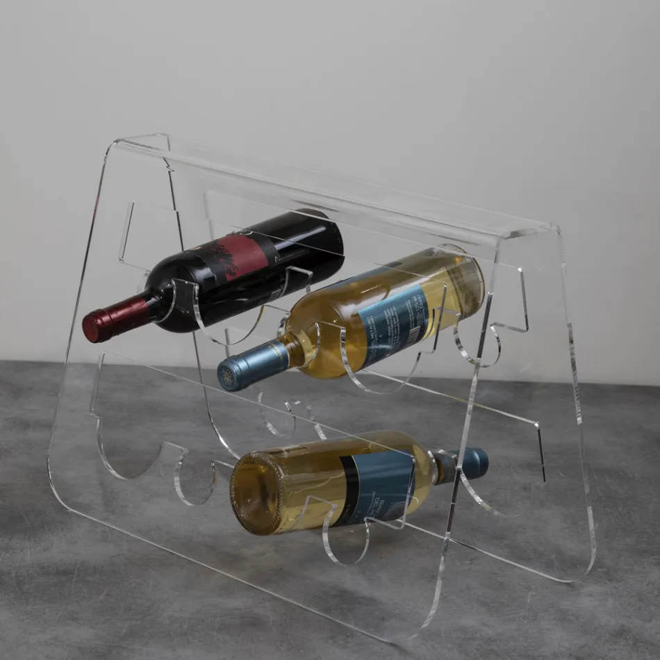 Suport pentru sticle de vin de podea din cristal acrilic transparent - Dappino Viadurini