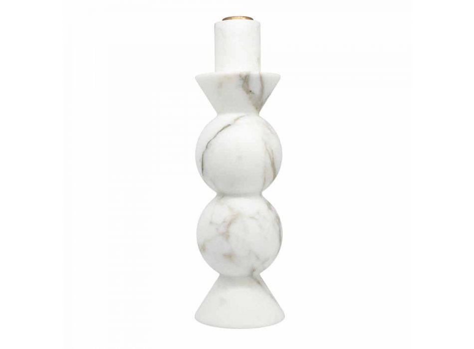 Suport de lumânări înalte din marmură albă de Carrara și alamă Made in Italy - Oley Viadurini