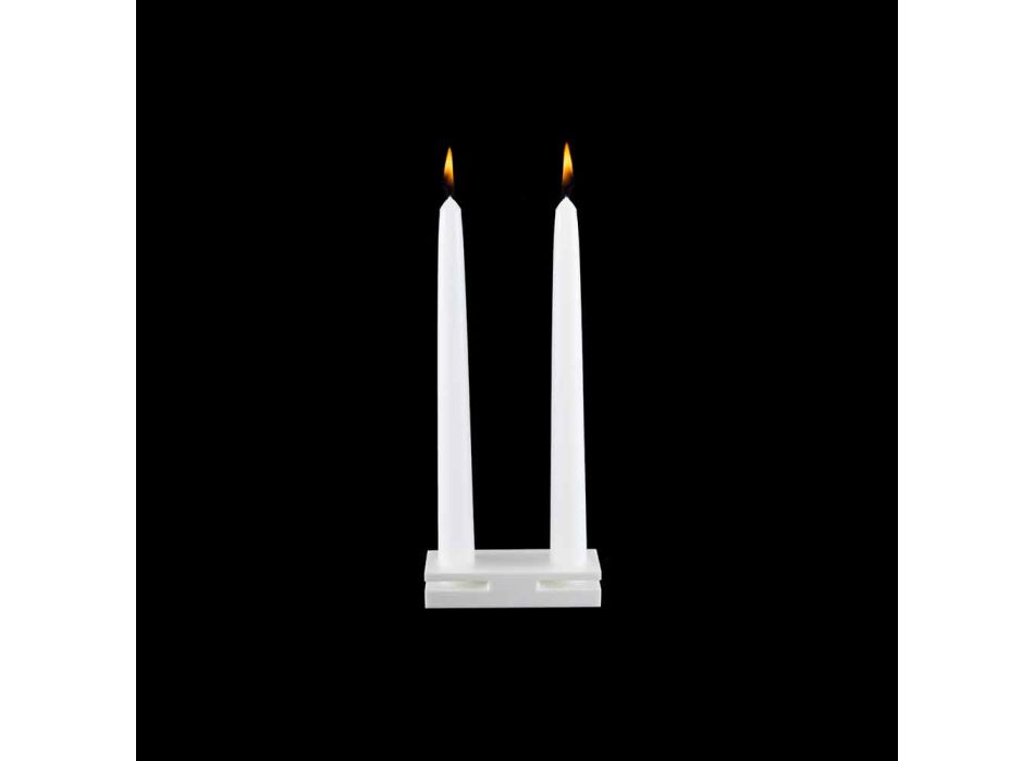 Suport pentru lumânări Corian alb pentru sufragerie Made in Italy - Sisifo Viadurini
