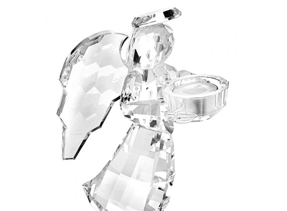 Suport pentru lumânări din cristal de lux în formă de înger italian - Paqui Viadurini