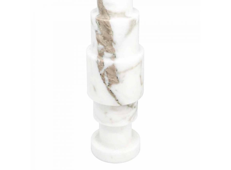 Suport lumânare modernă din marmură albă de Carrara și alamă realizată în Italia - Allan Viadurini