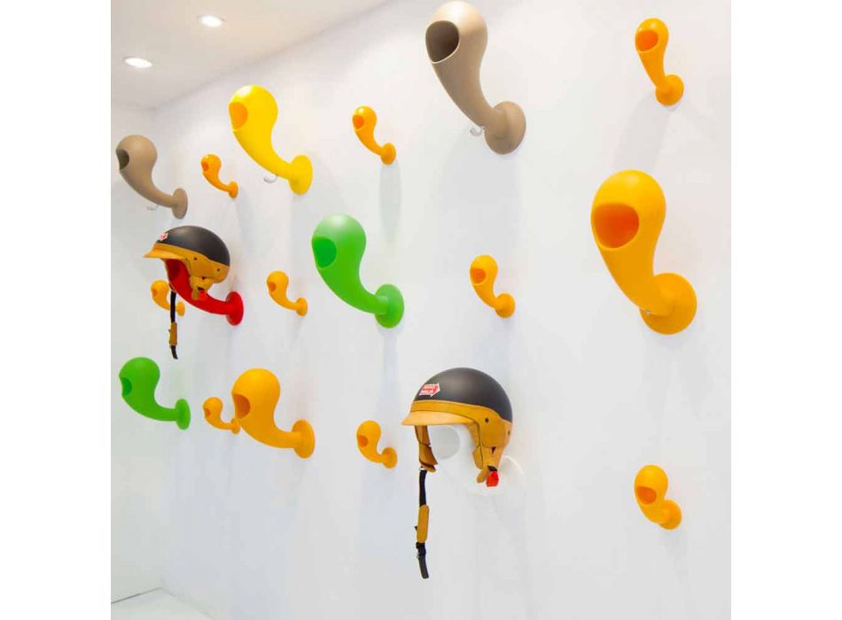 Suport cască sau cuier de perete colorat, 6 bucăți - Crazy Head de Myyour Viadurini