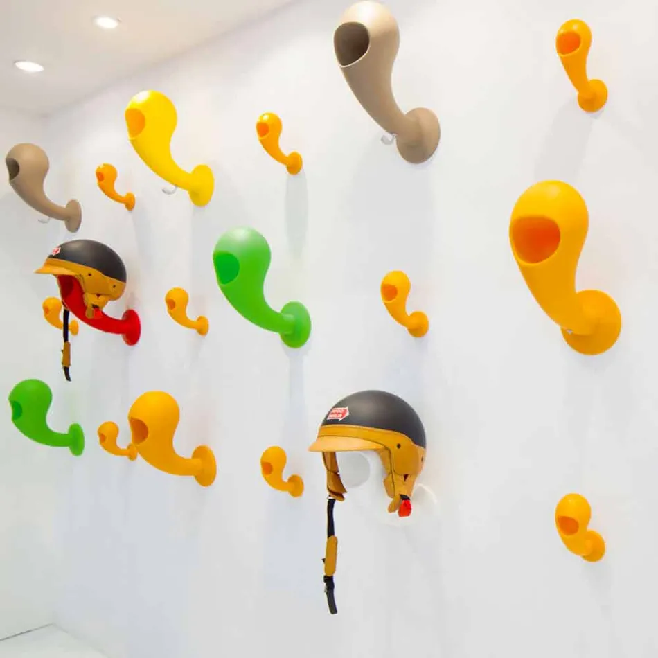 Suport cască sau cuier de perete colorat, 6 bucăți - Crazy Head de Myyour Viadurini