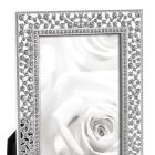 Rama foto suport din metal argintiu cu cristale de design de lux - Ghero Viadurini