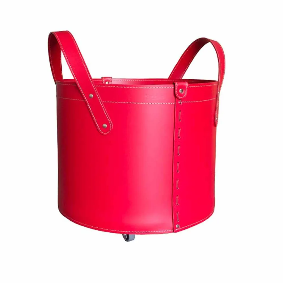 Suport cilindric pentru jurnal din piele regenerată cu roți Tonda Firestyle Viadurini