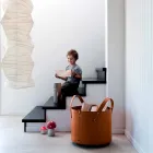 Suport cilindric pentru jurnal din piele regenerată cu roți Tonda Firestyle Viadurini