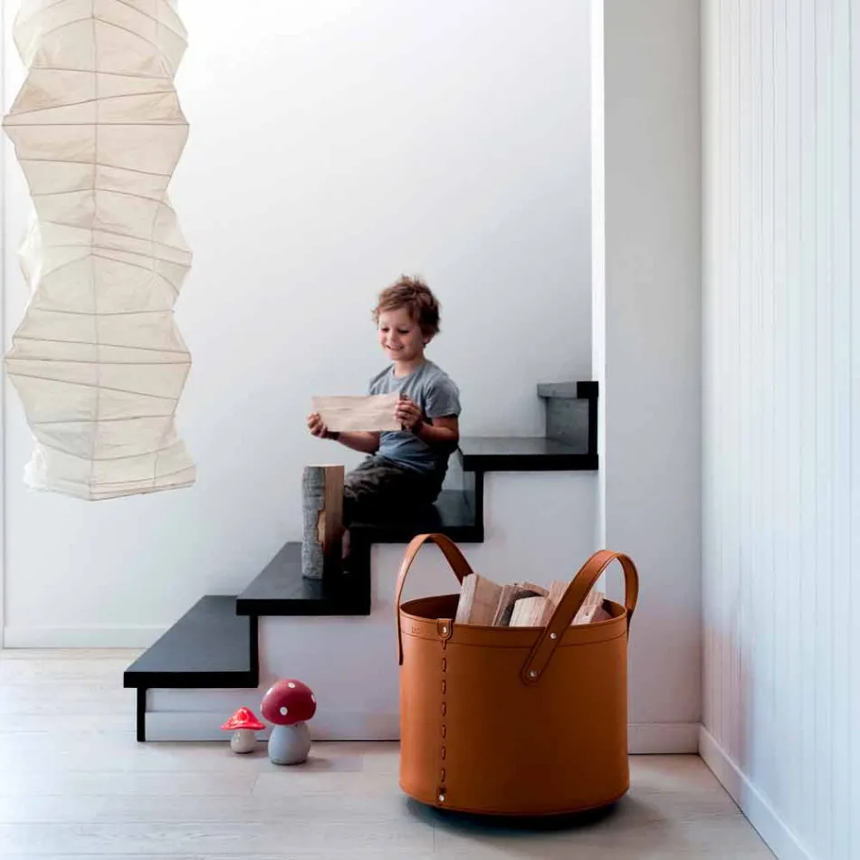 Suport cilindric pentru jurnal din piele regenerată cu roți Tonda Firestyle Viadurini