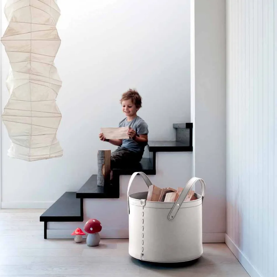 Suport cilindric pentru jurnal din piele regenerată cu roți Tonda Firestyle Viadurini