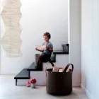 Suport cilindric pentru jurnal din piele regenerată cu roți Tonda Firestyle Viadurini