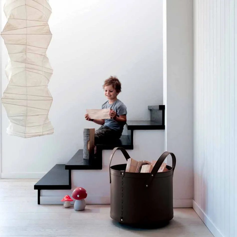 Suport cilindric pentru jurnal din piele regenerată cu roți Tonda Firestyle Viadurini