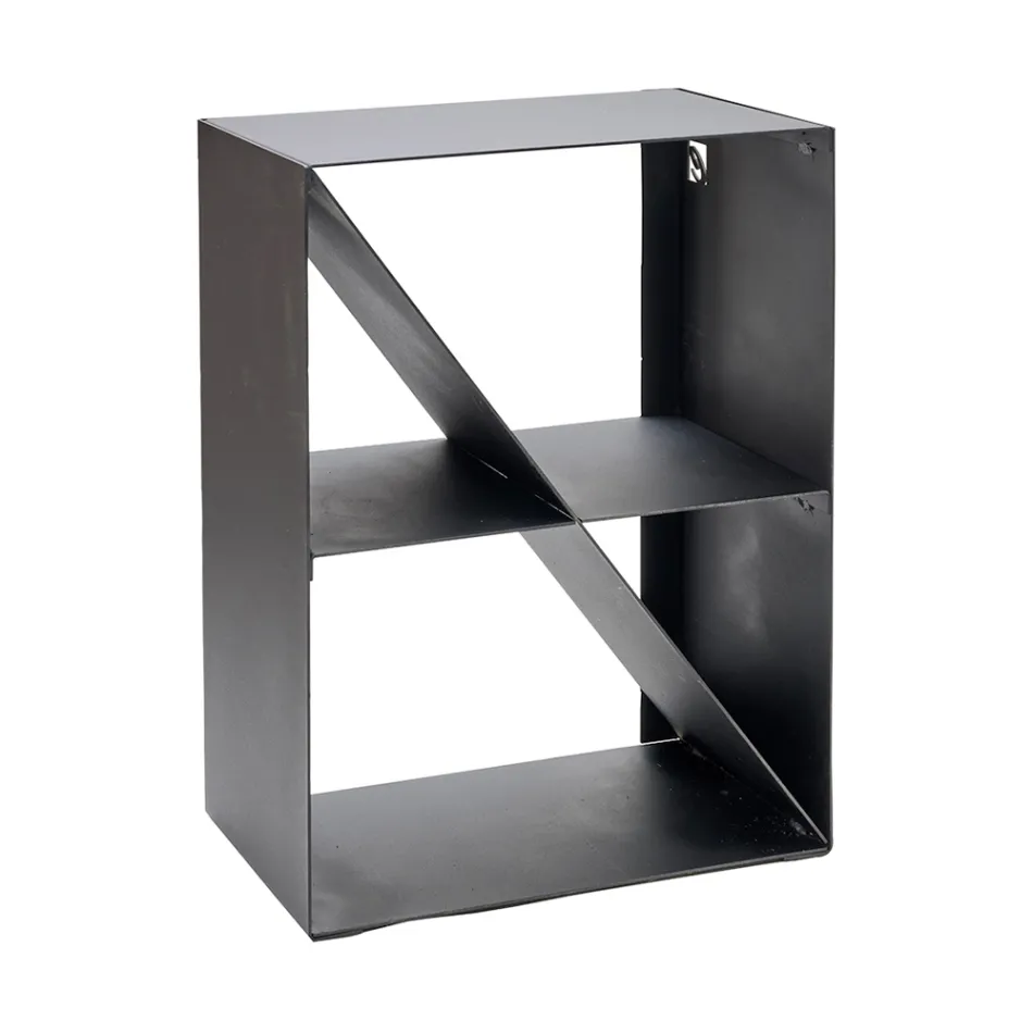 Suport pentru lemne de foc cu bara oblica din otel vopsit negru Made in Italy - Fiamme Viadurini