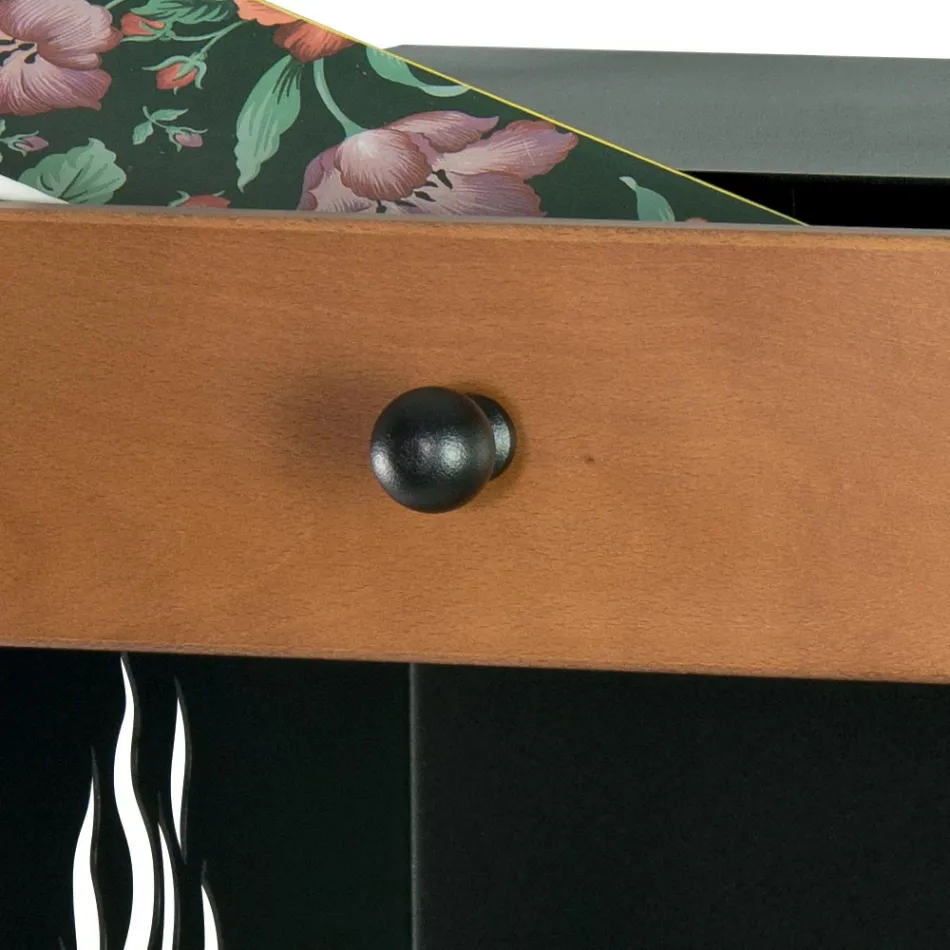 Suport lemn cu roti si sertar superior Made in Italy - Polare Viadurini