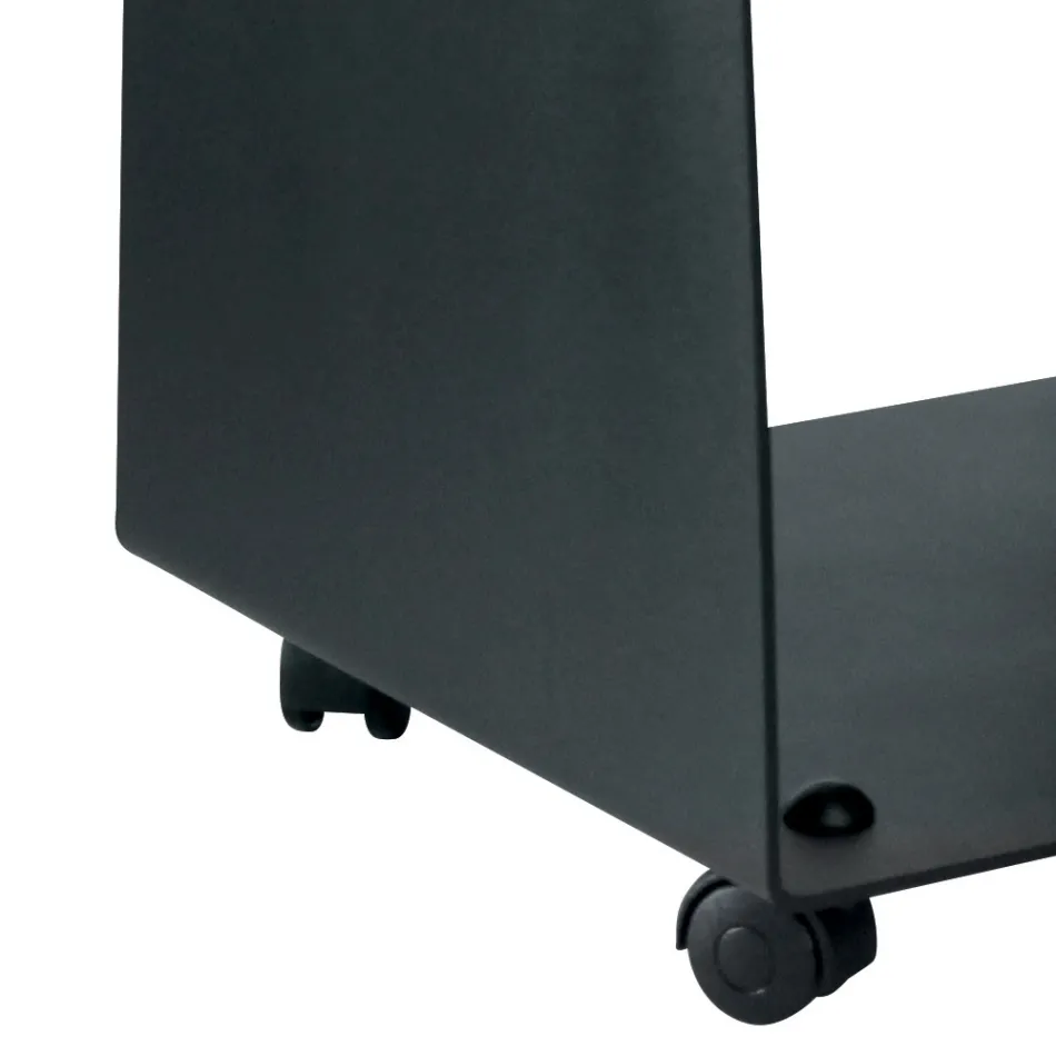 Suport lemn cu Roti si Manere Din Metal Made in Italy - Pescăruș Viadurini