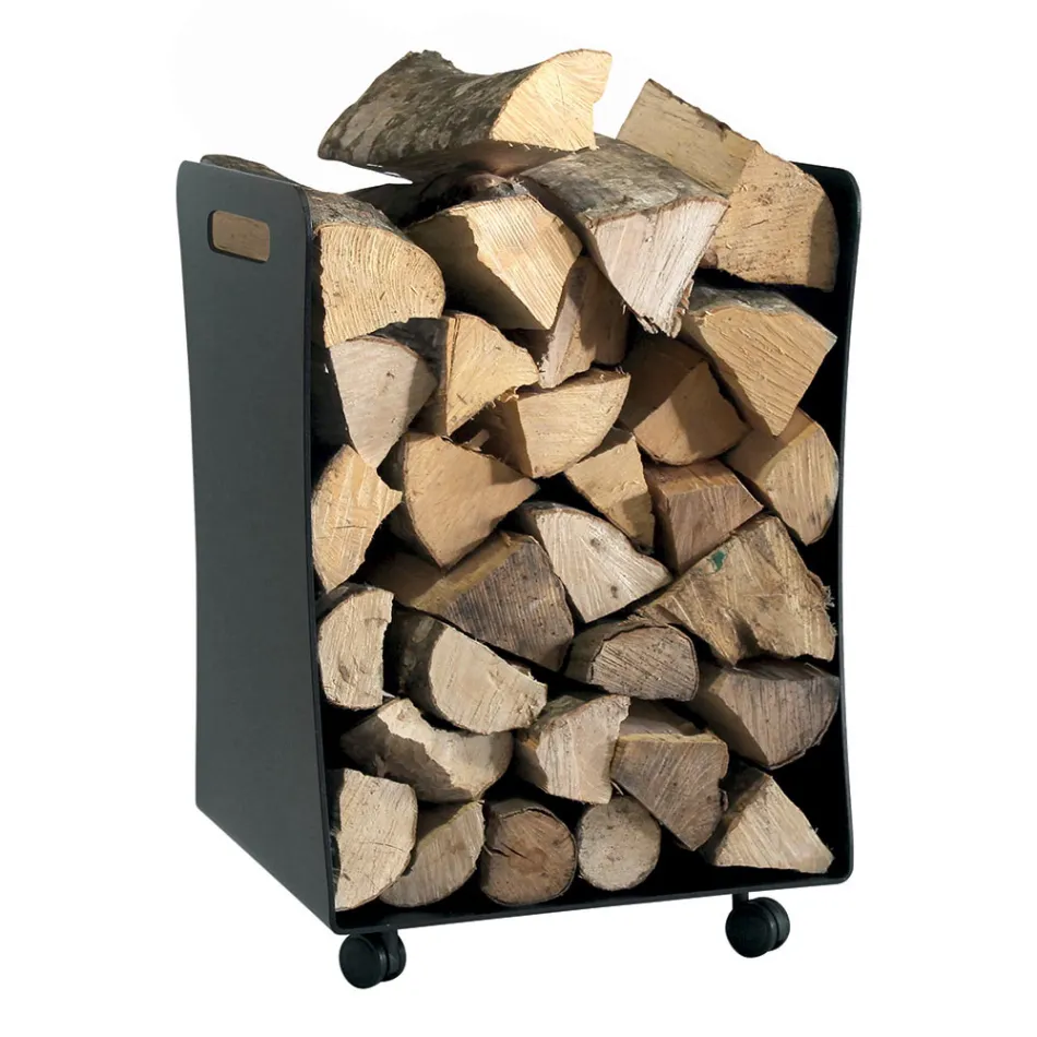 Suport lemn cu Roti si Manere Din Metal Made in Italy - Pescăruș Viadurini