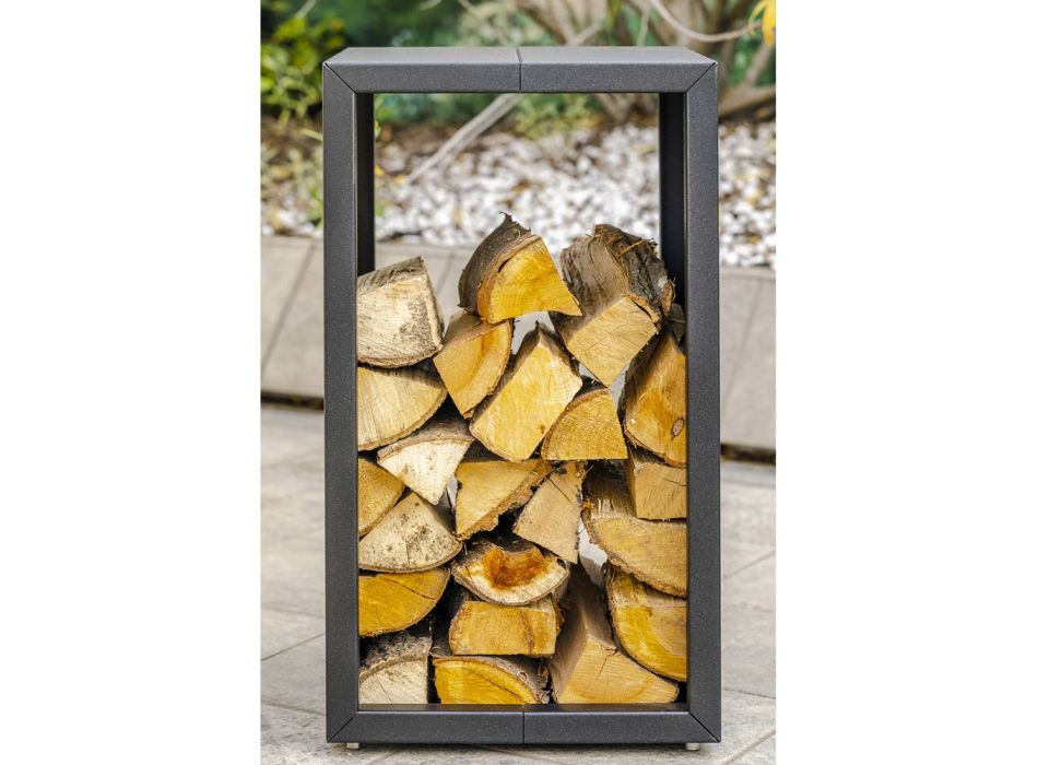 Suport pentru lemn de foc exterior sau interior, negru sau corten 45x45xH70 cm - Riviera Viadurini