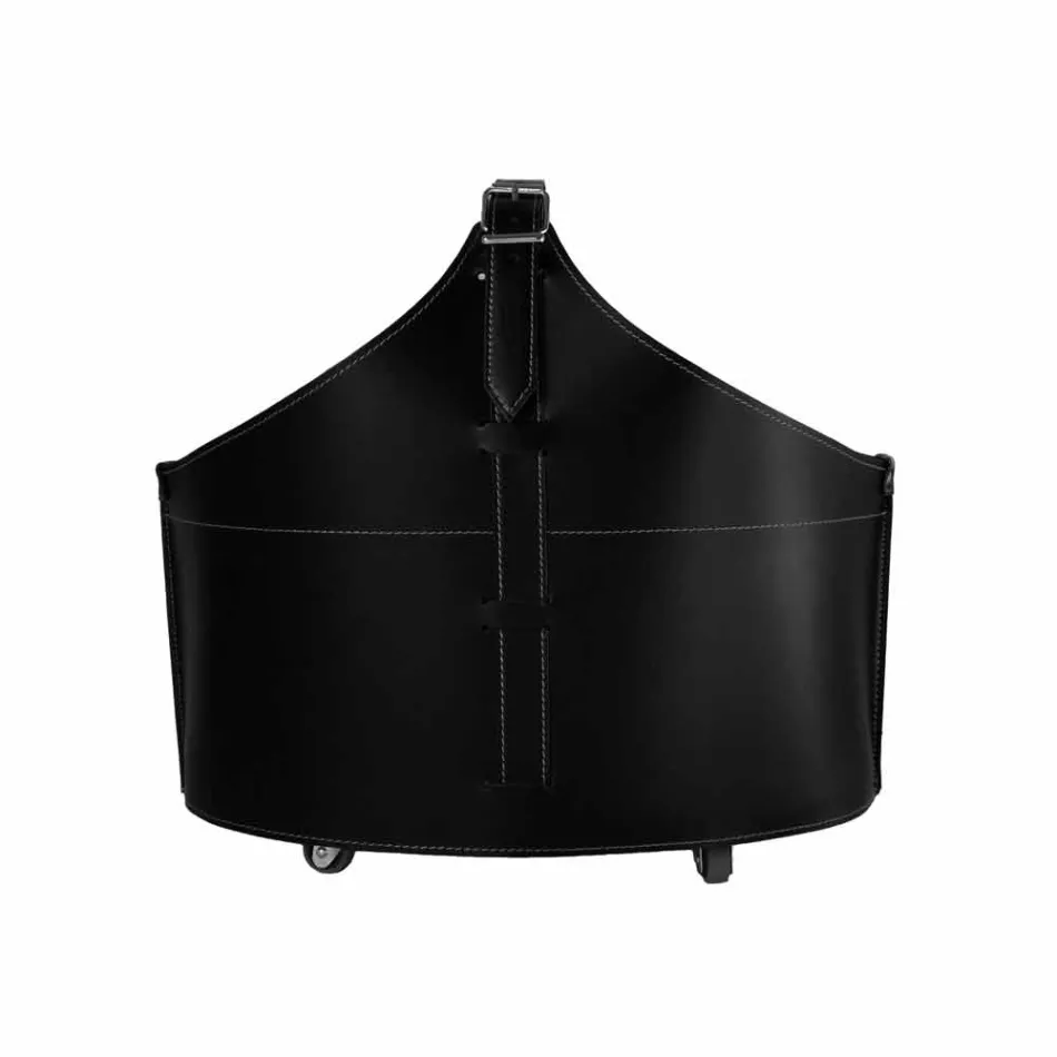 Portalegna din interior cu roată într-o piele regenerată modernă Fabia Viadurini