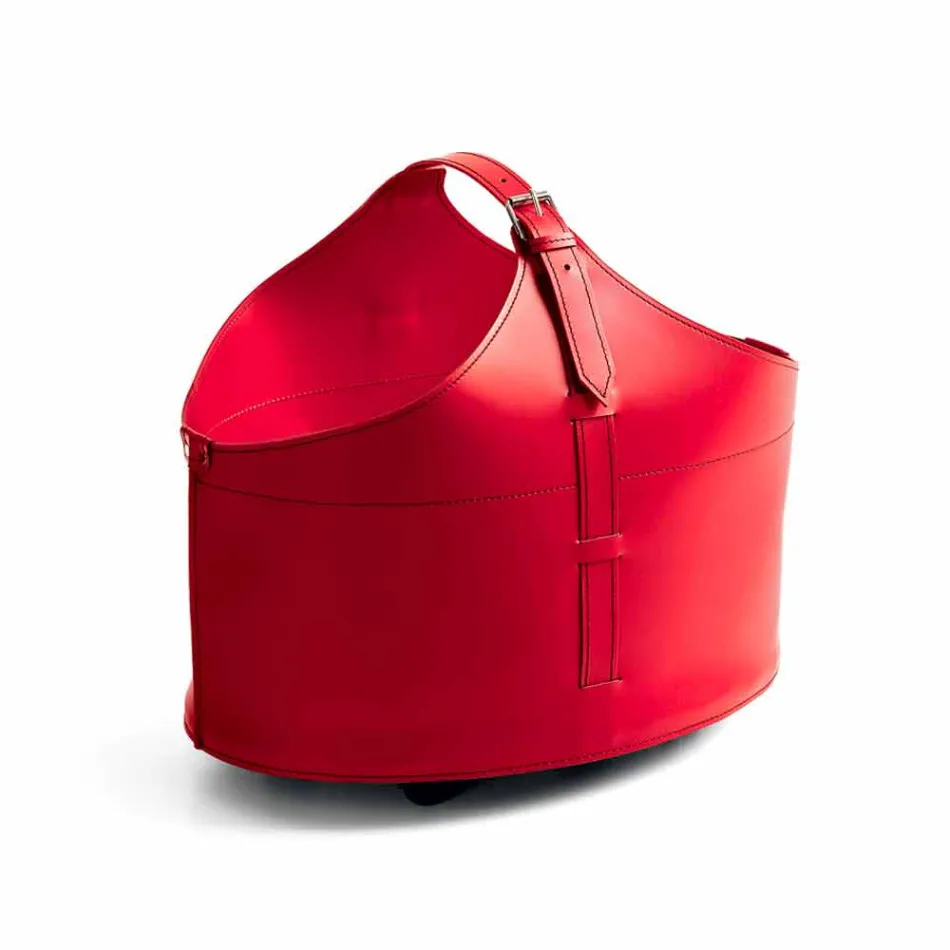 Portalegna din interior cu roată într-o piele regenerată modernă Fabia Viadurini