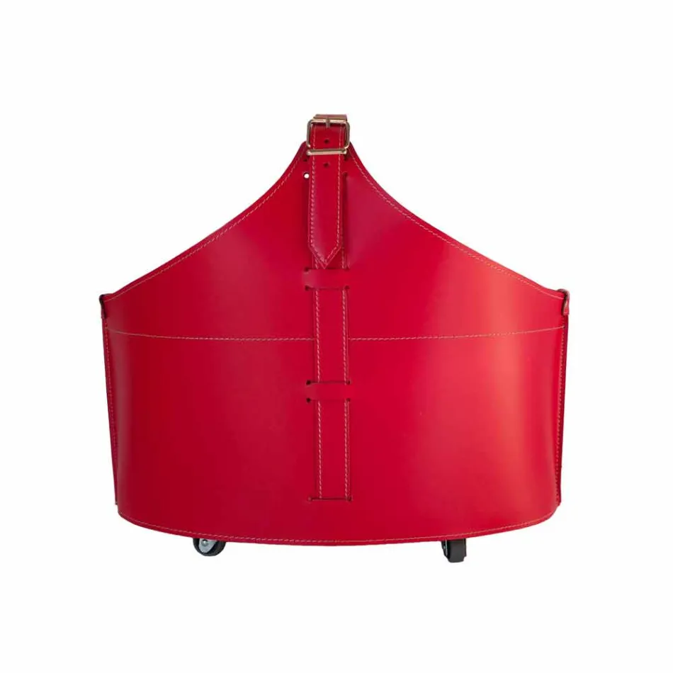 Portalegna din interior cu roată într-o piele regenerată modernă Fabia Viadurini