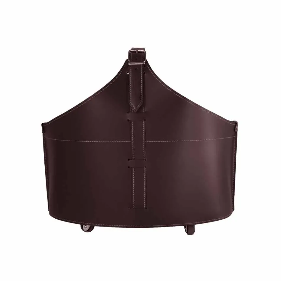 Portalegna din interior cu roată într-o piele regenerată modernă Fabia Viadurini