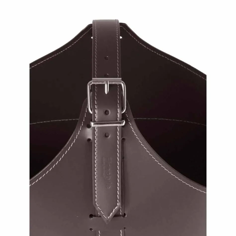 Portalegna din interior cu roată într-o piele regenerată modernă Fabia Viadurini