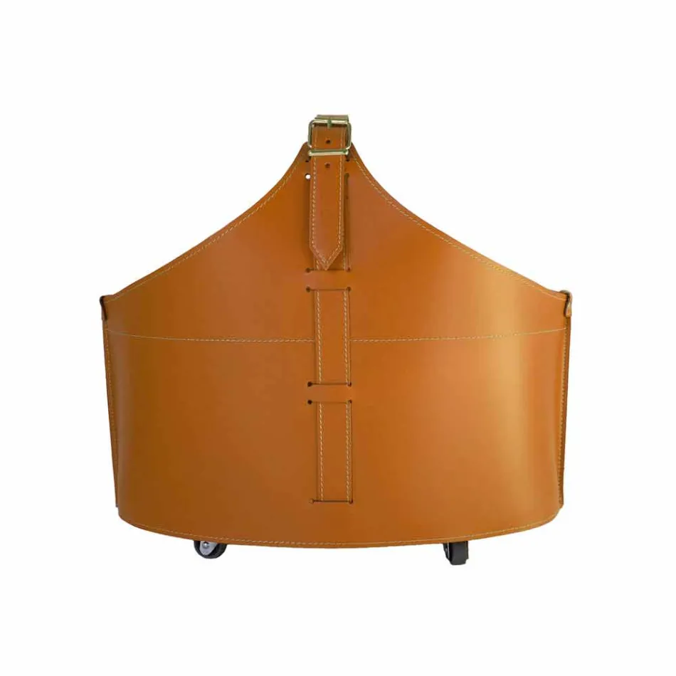 Portalegna din interior cu roată într-o piele regenerată modernă Fabia Viadurini