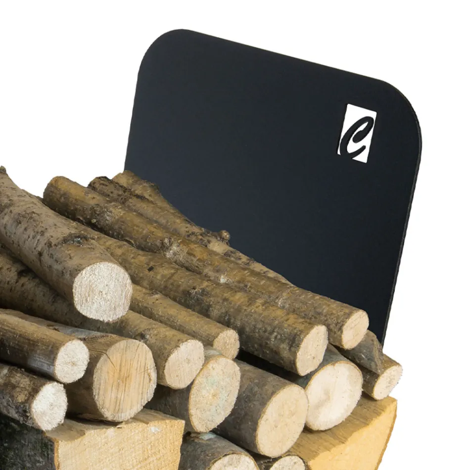 Suport interior pentru lemn de foc din oțel cu 3 accesorii Made in Italy - Nelumbo Viadurini