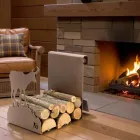 Suport interior pentru lemn de foc din oțel maro, fabricat în Italia cu unelte - Volturno Viadurini