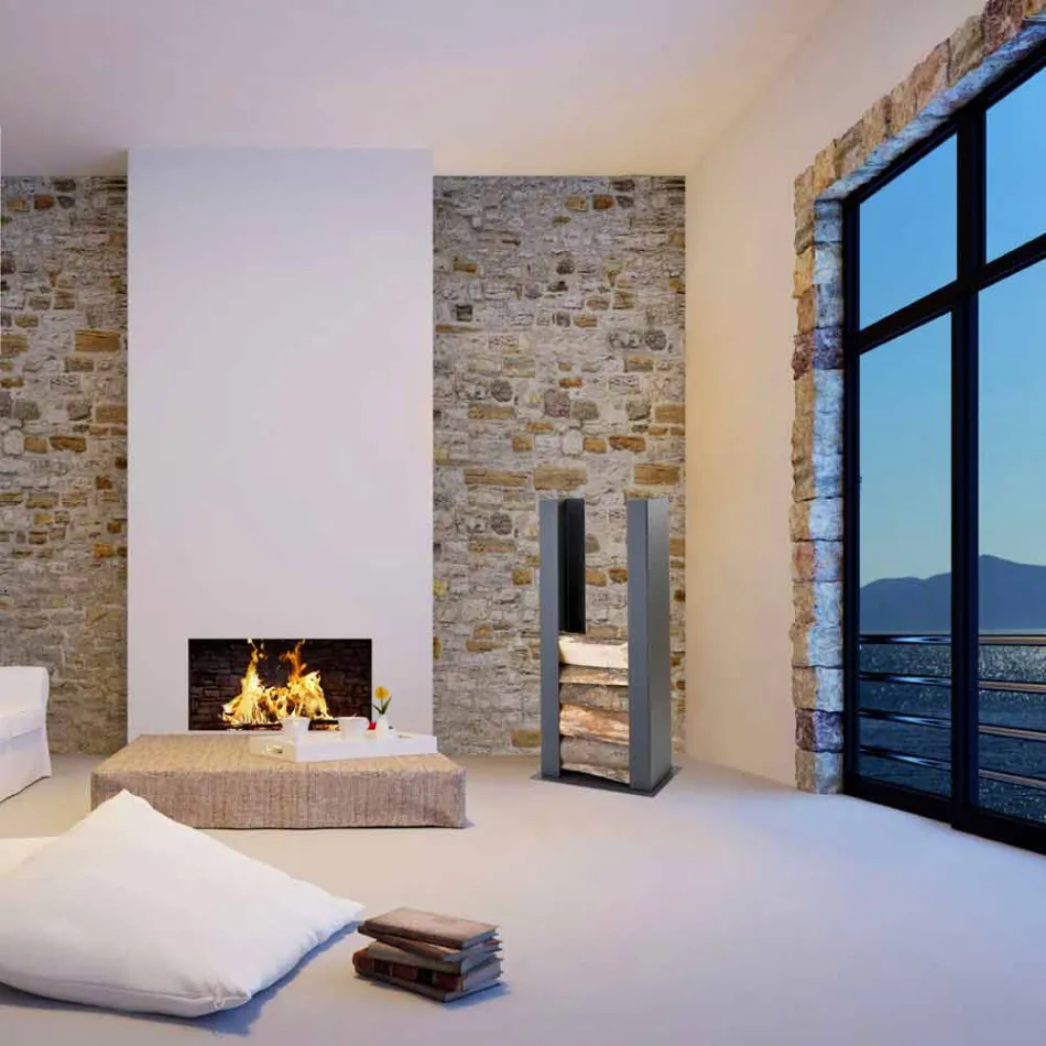 Suport pentru lemn de foc de perete / podea, design, PLDU Caf Design Viadurini