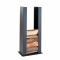 Suport din lemn pentru podea / perete din oțel negru cu coloană de design modern - Grecale