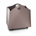 Portalegna de design din piele antracit cu roți WoodBag