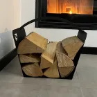 Suport de bușteni modern din interior din oțel negru fabricat în Italia - Libeccio Viadurini