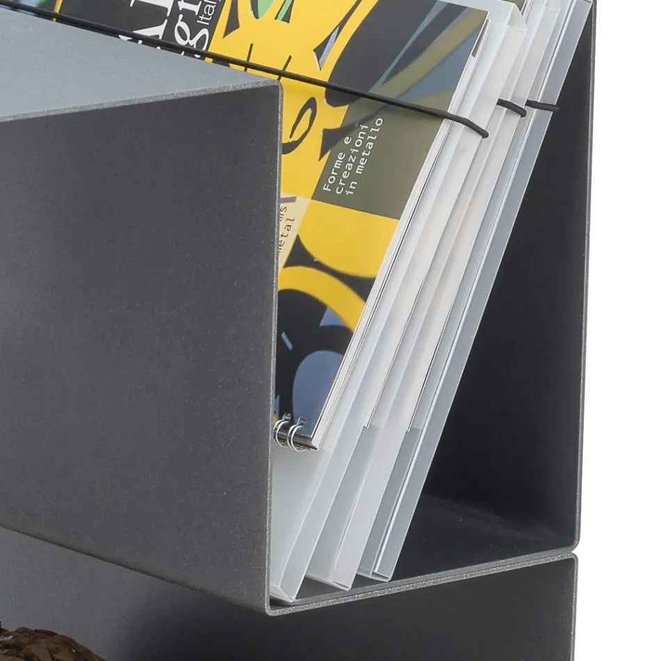 Suport pentru bușteni de design pentru interior din oțel gri Fabricat în Italia - Tramontana Viadurini