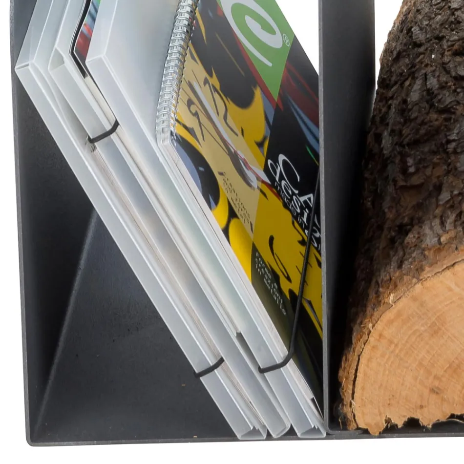 Suport pentru bușteni de design pentru interior din oțel gri Fabricat în Italia - Tramontana Viadurini