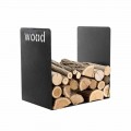 Suport modern din lemn cu design minimal din oțel negru cu gravură - Altano