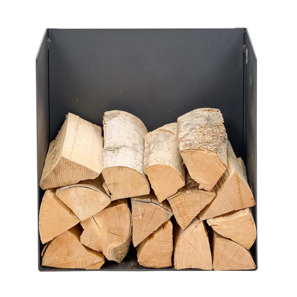 Suport pentru lemne de foc din otel vopsit negru Made in Italy - Fiamme Viadurini