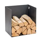 Suport pentru lemne de foc din otel vopsit negru Made in Italy - Fiamme Viadurini