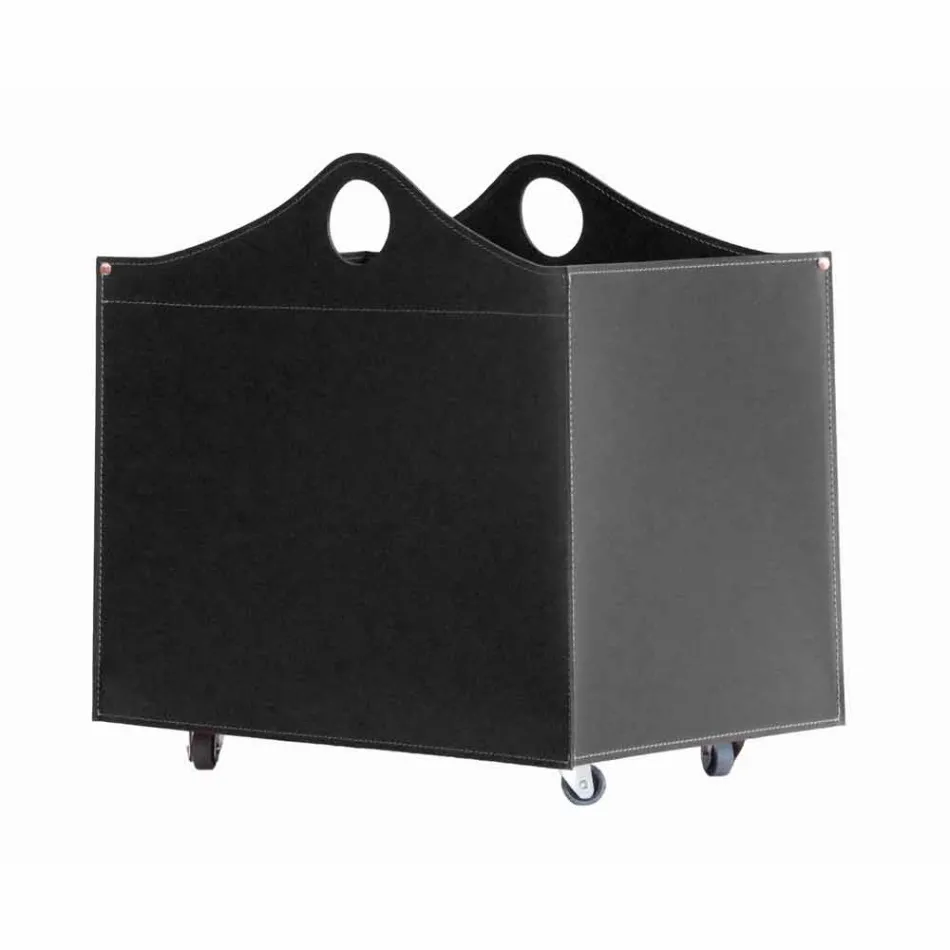 Portalegna din piele legat cu roți WoodBag fabricate în Italia Viadurini