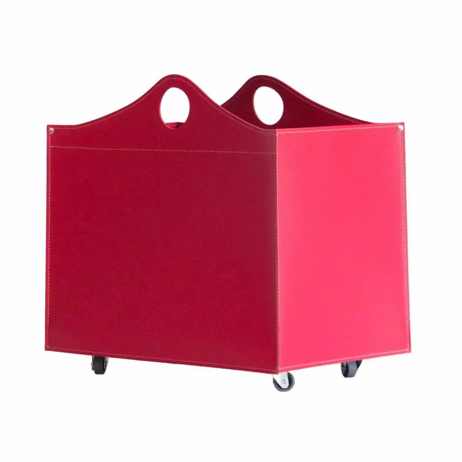 Portalegna din piele legat cu roți WoodBag fabricate în Italia Viadurini