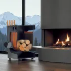 Suport lemn din piele ecologica si metal cu 4 accesorii Made in Italy - Camel Viadurini