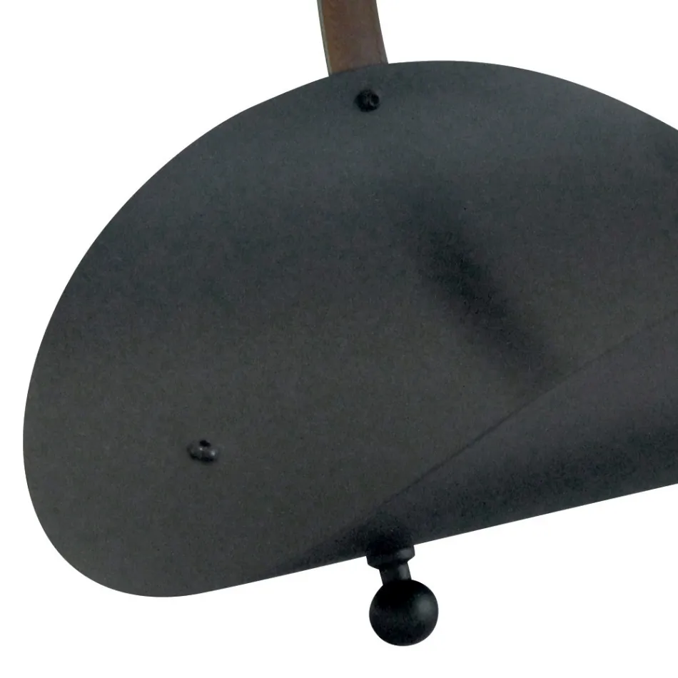 Suport din lemn de metal negru cu maner din piele Made in Italy - Antilope Viadurini